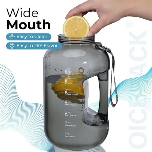 128 oz Water Bottle 2 in 1 Lid - 1 Gallon Water Jug Motivational Water Bottles - Picture 4 of 7